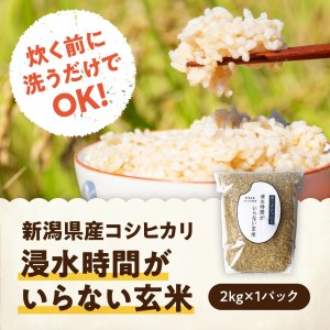 [新米]「米屋のこだわり阿賀野市産」浸水時間がいらない玄米2kg 1E11007