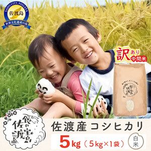 “訳あり“ 佐渡島のコシヒカリ中間米5Kg 特別栽培米 生産者応援 ※エリア限定※ 令和7年産