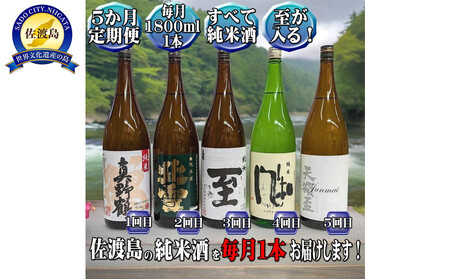 【定期便】佐渡の純米酒　1800ｍｌ×１本【５か月連続お届け】