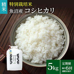 米農家自慢の 特別栽培米 魚沼産 コシヒカリ(精米)5kg×1袋 隔⽉ 全6回お届け