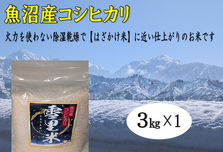 [令和7年産 新米先行受付]生産者直送!魚沼産コシヒカリ 雪里米(ふるさとまい)精米 3kg お米 ライス ご飯 主食 新潟県産 産地直送