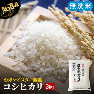 【令和7年産 新米先行受付】無洗米 お米マイスター厳選　魚沼産コシヒカリ100％　3kg 米 こしひかり お米 魚沼産コシヒカリ 新潟 魚沼 こめ コメ