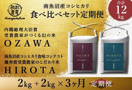 [定期便][OZAWA&HIROTA]各2kg×全3回食べ比べセット 特A地区 南魚沼産コシヒカリ