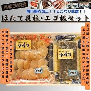【魚市場直送】越後味噌漬　ほたて貝柱 350g+エゴ板セット 250g