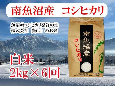 [定期便 南魚沼産]コシヒカリ 白米2kg×6回[クラウドファンディング対象]