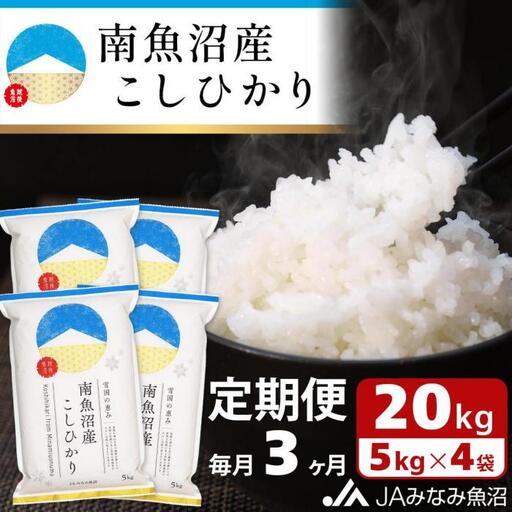 【JAみなみ魚沼定期便】南魚沼産こしひかり（20kg×全3回）精米 精米HACCP認定工場 特A獲得日本一産地 JAみなみ魚沼一番人気 高品質精米 雪国の恵み もっちり甘い 南魚沼産コシヒカリ≪定期便 コシヒカリ こしひかり 精米 銘柄米≫
