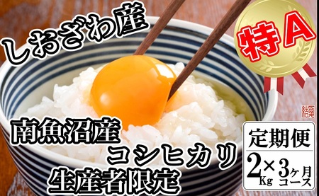 [定期便/2kg×3ヶ月]生産者限定 契約栽培 南魚沼しおざわ産コシヒカリ