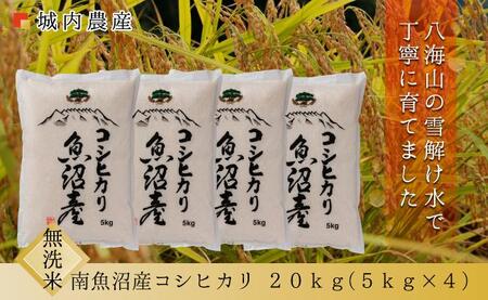 令和５年産 南魚沼産コシヒカリ 無洗米２０ｋｇ　【５割減農薬栽培米】 城内農産