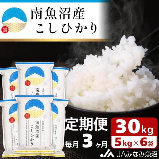 【JAみなみ魚沼定期便】南魚沼産こしひかり（30kg×全3回）精米 精米HACCP認定工場 特A獲得日本一産地 JAみなみ魚沼一番人気 高品質精米 雪国の恵み もっちり甘い 南魚沼産コシヒカリ｜こしひかり