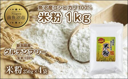 米粉 250g×4袋 計1kg 魚沼産 コシヒカリ 白米粉 アレルギー グルテンフリー 小麦粉不使用 お取り寄せ 製菓材料 パン作り 製菓 送料無料 コパフーズ 新潟県 南魚沼市