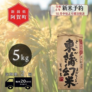 [先行予約][定期便2回] 米 5kg 新潟県産 コシヒカリ 「東蒲幻米」 令和6年産 特別栽培 奥阿賀 5kg × 1袋 | 白米 精米 こしひかり 送料無料 お取り寄せ お米 最高金賞受賞 ※2024年10月中旬頃より順次発送