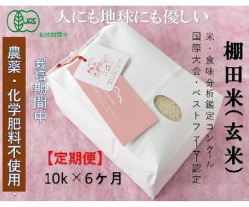 【2025年産新米】【6ヶ月定期便】【有機JAS認証米】魚沼コシヒカリ 苗場プリンセス・プレミアム 玄米 10kg(5kg×2袋)×6回 計60kg