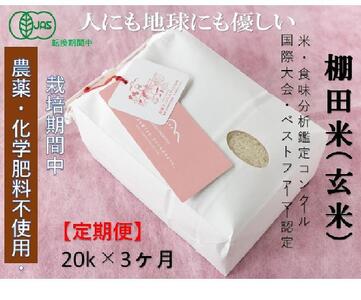【2025年産新米】【3ヶ月定期便】【有機JAS認証米】魚沼コシヒカリ 苗場プリンセス・プレミアム 玄米 20kg(5kg×4袋)×3回 計60kg