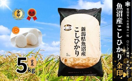 令和7年産新米 魚沼産コシヒカリ「金印」高食味米 玄米 5kg 新潟県 津南町 有限会社イタバ