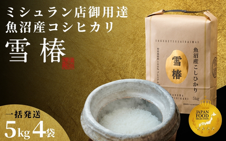 [寄付額見直し]魚沼産コシヒカリ 雪椿 20kg (5キロ×4袋) 特別栽培 一括発送 | 魚沼 津南町 令和7年