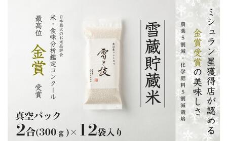 《 雪蔵貯蔵米 》魚沼産コシヒカリ 雪と技 真空パック 2合×12袋  農薬5割減・化学肥料5割減栽培 ( 特別栽培 )