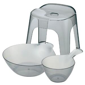 リュクレ お風呂3点セット 35H 【グレー】（浴用品：湯おけ・手おけ・腰かけ35H）