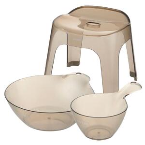 リュクレ お風呂3点セット 30H 【ブラウン】（浴用品：湯おけ・手おけ・腰かけ30H）