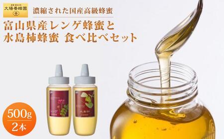 [国産高級蜂蜜]富山県産レンゲ蜂蜜×1本 水島柿蜂蜜500g×1本 セット