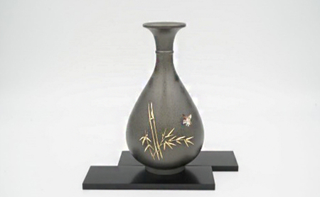 【高岡銅器】花瓶　竹に雀 花器 インテリア 伝統工芸品 職人 手作り 富山県 高岡