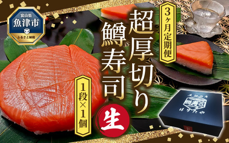 [3ヶ月定期便][生]魚卸問屋の「鱒寿司」(超厚切り)1段×1個 はりたや