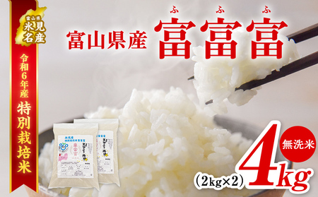 令和6年産 富山県産 特別栽培米 富富富 2kg×2 無洗米 |ふふふ お米 白米 精米 氷見 富山 米 国産 特別栽培 4kg エコファーマー 数量限定 小分け 期間限定 プレミアム ブランド米 安心 環境にやさしい 新米 新