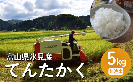 ＜先行予約＞ 令和7年産 富山県氷見産 てんたかく無洗米 5kg ＜2025年9月以降順次発送＞ 富山県 氷見市 米 てんたかく