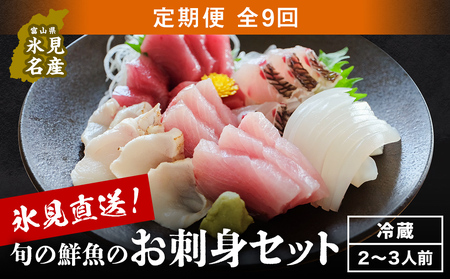 [配送地域限定] 産地直送 氷見漁港 朝どれ鮮魚お刺身セット定期便9ヶ月連続 土日祝日配達希望