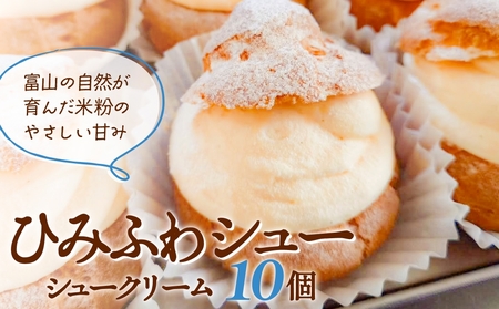 シュークリーム ひみふわシュー 10個 [富山の自然が育んだ米粉のやさしい甘み] 米粉 グルテンフリー 洋菓子 シュークリーム 冷凍 富山県 氷見市