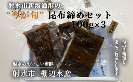[射水市][射水のおいしい海鮮][新湊産]射水市新湊漁港の“今が旬" 昆布締めセット 100g×3 ※離島への配送不可