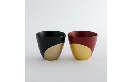 漆カップ・墨紅ペア(永&久)