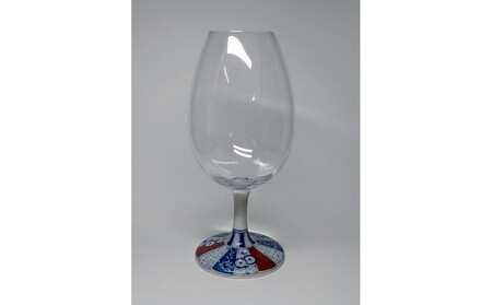 酒グラス 菊花紋 青 九谷焼