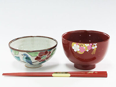 [山中塗・輪島塗・九谷焼]石川の伝統工芸 花嫁3点セット(お椀・お箸・飯椀)◇| 結婚祝い 贈答 ギフト 石川県 七尾市 能登 すべらない御箸 漆器 お碗 漆 箸 北陸 特産品 ※2025年4月上旬頃より順次発送予定