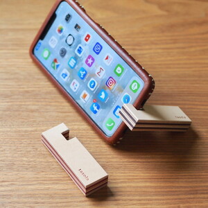スマートフォンスタンド 2色セット 本革 ハンドメイド