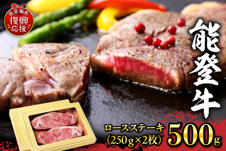能登牛 ロースステーキ 500g(250g×2枚) wa046-001