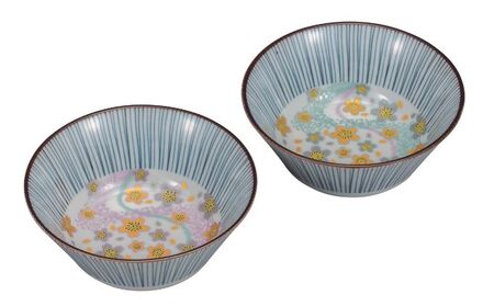 九谷焼 4.5号ペア鉢 曲水花 a01 食器 キッチン雑貨 キッチンアイテム 雑貨 お皿 食卓 テーブルコーディネート 盛り付け