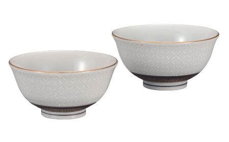 九谷焼 組飯碗 白七宝 a02 食器 キッチン雑貨 キッチンアイテム 雑貨 食卓 テーブルコーディネート ペア茶碗 夫婦茶碗