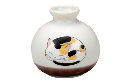 九谷焼 1.8号小つぼ花生 眠り猫 みけ
