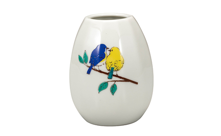 九谷焼 3.5号一輪生 ルリビタキ