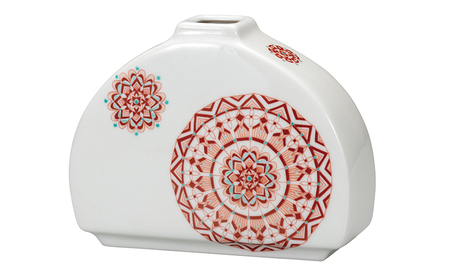 九谷焼 5号一輪生 赤絵丸紋 大志窯