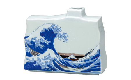 九谷焼 5号一輪生 北斎神奈川沖浪裏