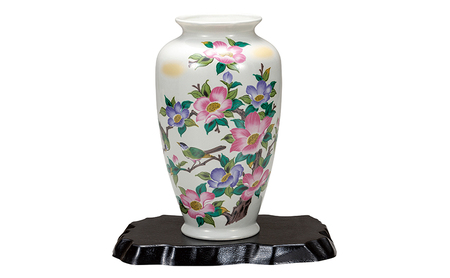 九谷焼 8号花瓶 花鳥(台付)