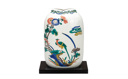 九谷焼 7号花瓶 古九谷花鳥(台付)