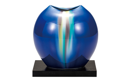 九谷焼 4号一輪生 釉彩虹河(台付)博峰窯