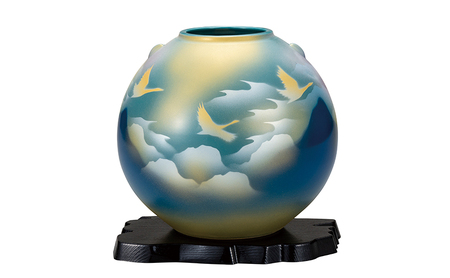 九谷焼 7号花瓶 雲海鶴(台付)