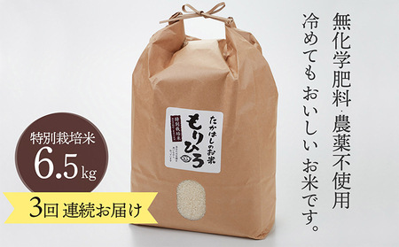 石川県産特別栽培米コシヒカリ「もりひろ」6.5kg 3回連続お届け