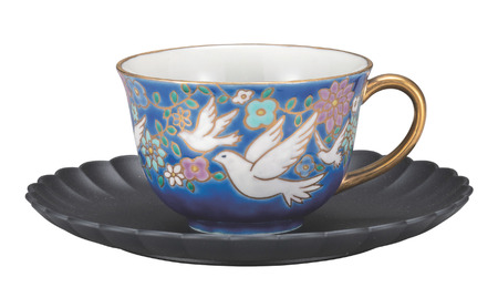 九谷焼 カップ&ソーサー・白鳩