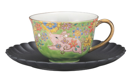 九谷焼 カップ&ソーサー・子豚