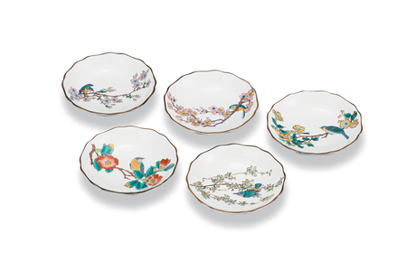 4号皿揃 花鳥絵変わり