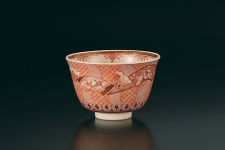 抹茶碗 扇面ちらし文 福島武山作